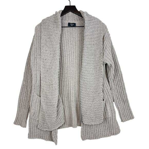 NWOT VICI Thick Chenille Open Cardigan Sweater Gray Soft - Size S - Picture 1 of 8